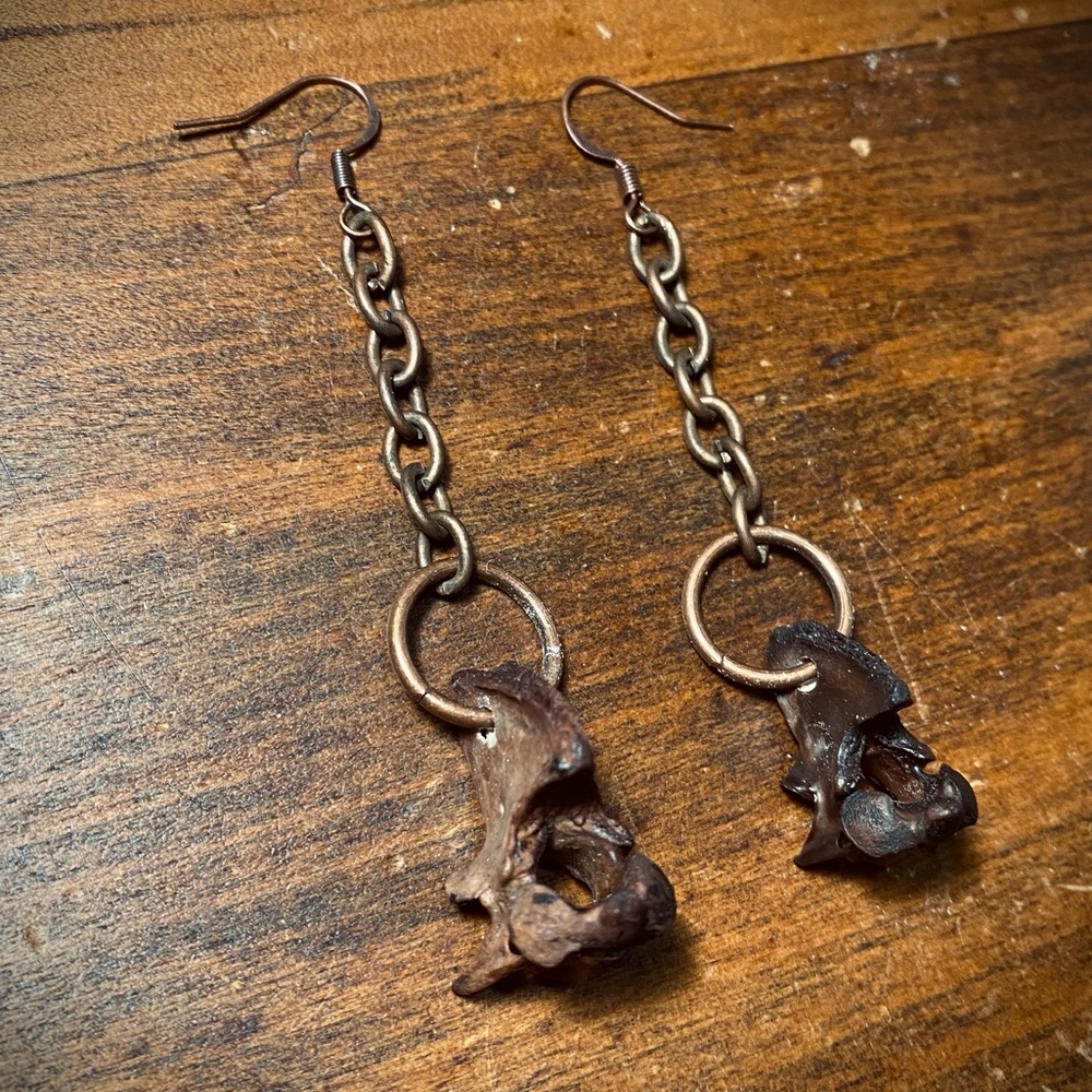 Real Dyed Possum Vertebrae Bone Chain Earrings